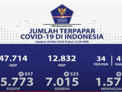 Update Covid-19 30 Mei : 10 Provinsi 0 Penambahan Kasus