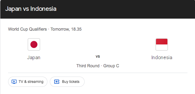 Jadwal dan Link Streaming Jepang vs Indonesia
